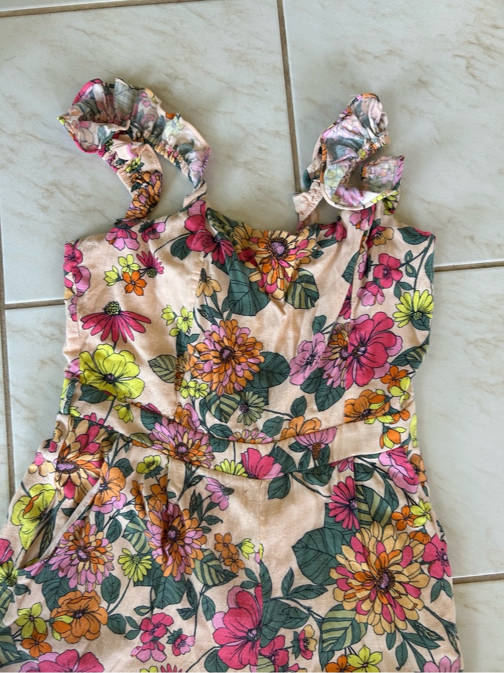 Baltic Born Pink Floral Sundress Jumpsuit with Ruffled Straps